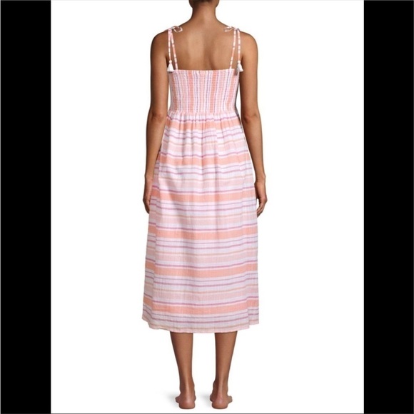 Roller Rabbit East Hampton Kirsten Midi Dress Striped Coral Pink - Picture 3 of 11